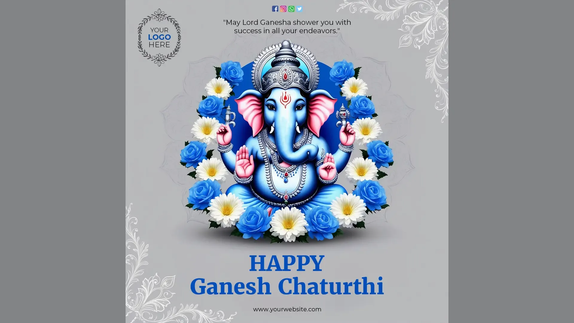 Vibrant Ganesh Chaturthi Greeting Card for Instagram Post image